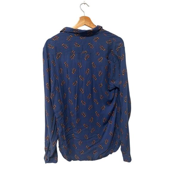 The Kooples Fitted Medium Abstract Blue Long Sleeve Button Down Shirt - Picture 8 of 11